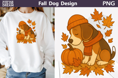 Beagle Fall Clipart | Sleeping Dog Autumn Sublimation Product Image 1
