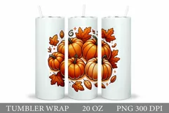 Fall Pumpkin Tumbler Sublimation. Fall Tumbler Design Product Image 1