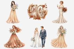 Autumn Wedding Clipart PNG Bundle | Watercolor Fall Wedding Product Image 11