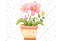 Pastel Watercolor Spring Clipart, Cheerful Floral Png Design Product Image 3