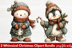 2 Whimsical Christmas Clipart | Cute Festive Holiday PNG Product Image 1