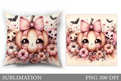 Cute Pumpkin Pillow Design. Cute Halloween Sublimation Product Image 1
