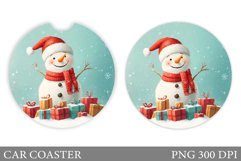 Snowman Car Coaster Design. Christmas Car Coaster Product Image 1