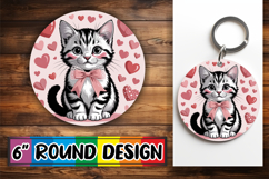 Radiant Sublimation Coasters PNG, Cat Valentin's Day Product Image 1