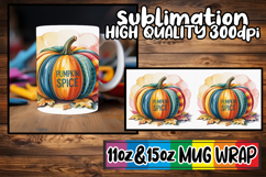 Enchanted days 11oz 15oz sublimation wrap, Pumpkin Watercolo Product Image 1