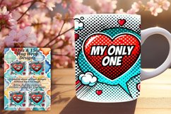 Charming 11oz Mug Wrap Png Template , 3D Heart Product Image 1