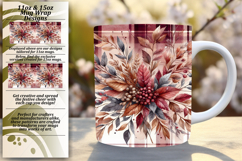 Elegant 15oz Mug Wrap Png Template , Autumn Flower Product Image 1