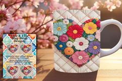 Elegant 11oz Mug Wrap Png Template , Flowers Heart Product Image 1