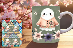 Chic 11oz Mug Wrap Png Design , Cute Ghost Product Image 1
