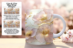 Serene 11oz Mug Wrap Png Design , 3D Flower Product Image 1