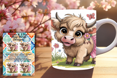 Classy Png Mug Wrap Design 15oz , Cute Cow Product Image 1