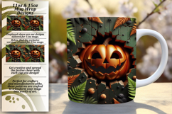 Bold 15oz Mug Wrap Png Design , 3D Pumpkin Product Image 1