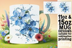 Serene Blossom: Floral Water Design Mug Wrap 11oz Product Image 1