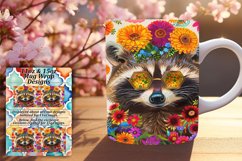 Raccoon with Floral Design Mug Wrap Sublimation Product Image 1