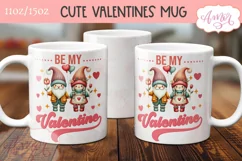 Be my Valentine mug wrap PNG, cute gnome couple mug png Product Image 2