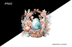 Easter Clipart, Easter Egg Basket Clipart, Easter Bunny Png Product Image 1