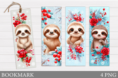 Christmas Sloth Bookmark. Cute Snowman Bookmark Printable Product Image 1