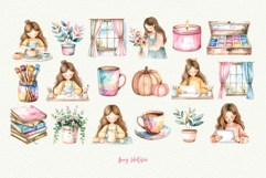 Cozy Craft Girl Watercolor Clipart Product Image 4