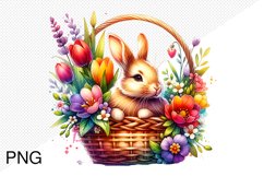 Spring Flowers And Bunny Sublimation - Clipart PNG Design Product Image 1