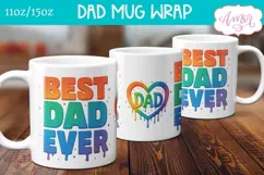Best Dad ever mug wrap PNG, Father's day mug template PNG Product Image 3