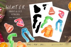 Crafters PNG stickers printable Winter clothes Watercolor. Product Image 3