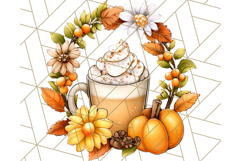 Fall Drink Clipart PNG, Cozy Autumn Cocoa and Latte Art Product Image 3