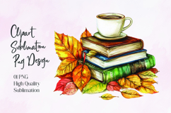 Pumpkin Books Coffee Autumn Sublimation PNG Product Image 1