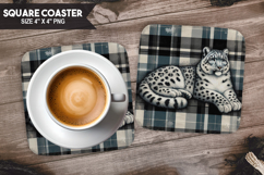 Cute Tiger, Animal coaster, Buffalo Plaid Square Coaster PNG Product Image 1