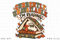 Cute Ghost Reading Books PNG, Autumn Bookworm Sublimation Product Image 2