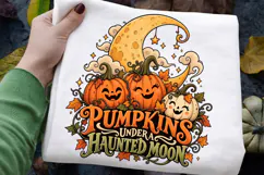 Pumpkins Under a Haunted Moon Halloween Sublimation Design, Product Image 1