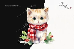 Watercolor Christmas Cats Clipart | Watercolor Christmas PNG Product Image 2