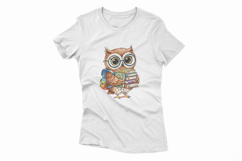 Wise Owl with Backpack Holding Books Watercolor PNG Product Image 4