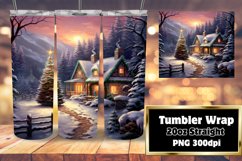 Snowy Village Joy Tumbler Wrap PNG 20oz Product Image 1
