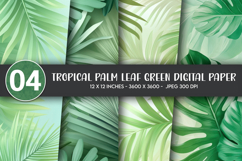 Tropical Palm Leaf Green Digital Paper Product Image 1