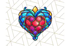 Stained Glass Hearts and Butterflies Clipart PNG Product Image 3