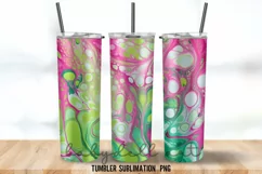 Pink & Green Alcohol Ink Tumbler Wrap Sublimation Designs Product Image 3