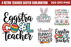 Retro Teacher Easter Sublimation PNG Product Image 1