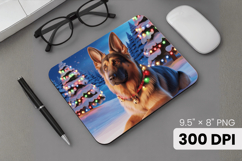 Winter Dog Christmas PNG, Icy Tree Mouse Pad Design Product Image 1