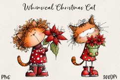 Cute Christmas Cat PNG | Whimsical Holiday Kitty Clipart Product Image 1