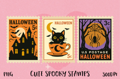 Cute Spooky Halloween Postage Stamp PNG | Sublimation Product Image 1