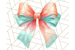Coral and Aqua Christmas Clipart PNG, Pastel Holiday Art Product Image 3