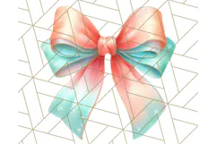 Coral and Aqua Christmas Clipart PNG, Pastel Holiday Art Product Image 3