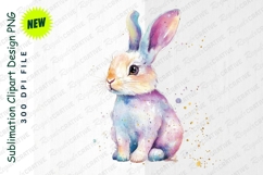 Watercolor Easter Bunny Sitting With Pastel Colors Clipart Product Image 1