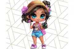 Chibi Summer Girls Clipart PNG, Bright Kawaii Summer Art Product Image 3