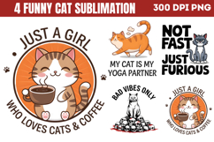 Funny Cat Sublimation Bundle PNG Product Image 4
