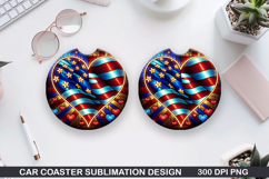 Flags Car Coaster Sublimation| 4th Of July Coaster PNG Product Image 1