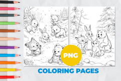 Animals are playing snowballs Coloring Pages | Coloring book Product Image 1