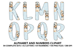 Cute Puppies Alphabet PNG, watercolor Letters &amp; Numbers Product Image 3