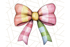 Watercolor Summer Bow Clipart PNG, Coquette Bright Bow Png Product Image 3