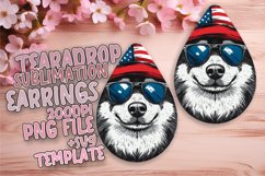 Sublimation Design Dog Teardrop Earrings with American Flag Product Image 1